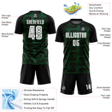 Laden Sie das Bild in den Galerie-Viewer, Custom Black White-Green Line Sublimation Soccer Uniform Jersey