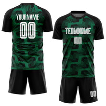 Laden Sie das Bild in den Galerie-Viewer, Custom Black White-Kelly Green Line Sublimation Soccer Uniform Jersey