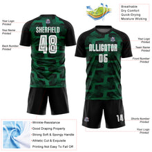 Laden Sie das Bild in den Galerie-Viewer, Custom Black White-Kelly Green Line Sublimation Soccer Uniform Jersey