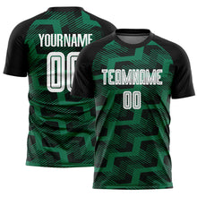 Laden Sie das Bild in den Galerie-Viewer, Custom Black White-Kelly Green Line Sublimation Soccer Uniform Jersey