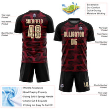 Laden Sie das Bild in den Galerie-Viewer, Custom Black Cream-Crimson Line Sublimation Soccer Uniform Jersey