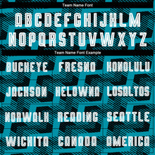 Laden Sie das Bild in den Galerie-Viewer, Custom Black White-Teal Line Sublimation Soccer Uniform Jersey