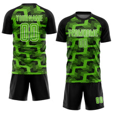 Загрузить изображение в средство просмотра галереи, Custom Black Aurora Green-White Line Sublimation Soccer Uniform Jersey