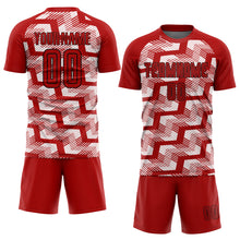 Load image into Gallery viewer, Custom Red Black-White Line Sublimation Soccer Uniform Jersey