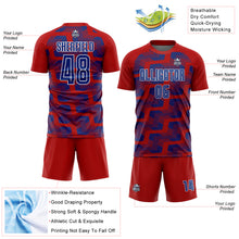 Laden Sie das Bild in den Galerie-Viewer, Custom Red Royal-White Line Sublimation Soccer Uniform Jersey