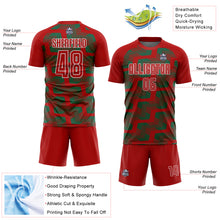 Load image into Gallery viewer, Custom Red Kelly Green-White Line Sublimation Soccer Uniform Jersey
