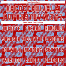 Load image into Gallery viewer, Custom Red Light Blue-White Line Sublimation Soccer Uniform Jersey