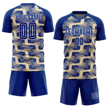 Load image into Gallery viewer, Custom Royal Cream-White Line Sublimation Soccer Uniform Jersey