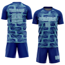 Laden Sie das Bild in den Galerie-Viewer, Custom Royal Shadow Blue-White Line Sublimation Soccer Uniform Jersey