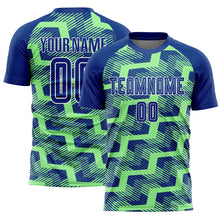 Load image into Gallery viewer, Custom Royal Pea Green-White Line Sublimation Soccer Uniform Jersey