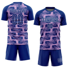 Загрузить изображение в средство просмотра галереи, Custom Royal Light Purple-White Line Sublimation Soccer Uniform Jersey