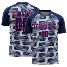 Charger l'image dans la galerie, Custom Navy Silver-Pink Line Sublimation Soccer Uniform Jersey