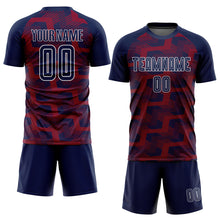 Laden Sie das Bild in den Galerie-Viewer, Custom Navy Crimson-White Line Sublimation Soccer Uniform Jersey