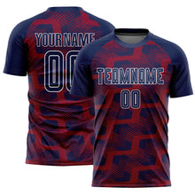 Laden Sie das Bild in den Galerie-Viewer, Custom Navy Crimson-White Line Sublimation Soccer Uniform Jersey