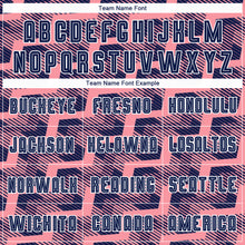 Laden Sie das Bild in den Galerie-Viewer, Custom Navy Medium Pink-White Line Sublimation Soccer Uniform Jersey