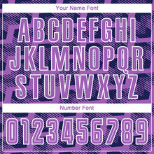 Laden Sie das Bild in den Galerie-Viewer, Custom Navy Medium Purple-White Line Sublimation Soccer Uniform Jersey