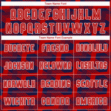 Laden Sie das Bild in den Galerie-Viewer, Custom Navy Red-White Line Sublimation Soccer Uniform Jersey