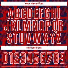 Laden Sie das Bild in den Galerie-Viewer, Custom Navy Red-White Line Sublimation Soccer Uniform Jersey