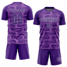 Загрузить изображение в средство просмотра галереи, Custom Purple Medium Purple-White Line Sublimation Soccer Uniform Jersey