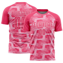 Load image into Gallery viewer, Custom Neon Pink Light Pink-White Line Sublimation Soccer Uniform Jersey