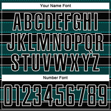 Load image into Gallery viewer, Custom Black Teal-White Geometric Shapes And Line Sublimation Soccer Uniform Jersey