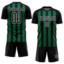 Load image into Gallery viewer, Custom Black Kelly Green-White Line Sublimation Soccer Uniform Jersey