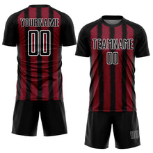 Load image into Gallery viewer, Custom Black Crimson-White Line Sublimation Soccer Uniform Jersey