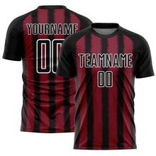 Load image into Gallery viewer, Custom Black Crimson-White Line Sublimation Soccer Uniform Jersey