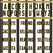 Laden Sie das Bild in den Galerie-Viewer, Custom Black White-Old Gold Line Sublimation Soccer Uniform Jersey