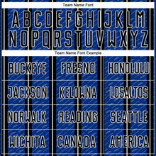 Laden Sie das Bild in den Galerie-Viewer, Custom Black Royal-White Line Sublimation Soccer Uniform Jersey