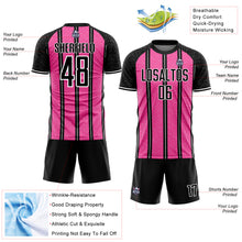 Laden Sie das Bild in den Galerie-Viewer, Custom Black Pink-White Line Sublimation Soccer Uniform Jersey