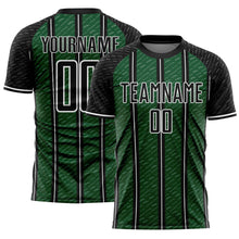 Laden Sie das Bild in den Galerie-Viewer, Custom Black Green-White Line Sublimation Soccer Uniform Jersey