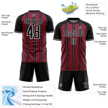 Laden Sie das Bild in den Galerie-Viewer, Custom Black Crimson-White Line Sublimation Soccer Uniform Jersey