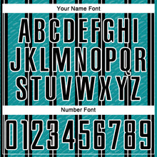 Laden Sie das Bild in den Galerie-Viewer, Custom Black Teal-White Line Sublimation Soccer Uniform Jersey