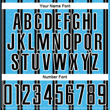 Laden Sie das Bild in den Galerie-Viewer, Custom Black Sky Blue-White Line Sublimation Soccer Uniform Jersey