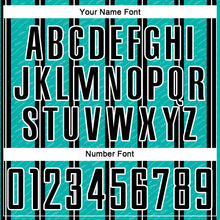 Laden Sie das Bild in den Galerie-Viewer, Custom Black Aqua-White Line Sublimation Soccer Uniform Jersey