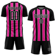 Laden Sie das Bild in den Galerie-Viewer, Custom Black Pink-White Line Sublimation Soccer Uniform Jersey