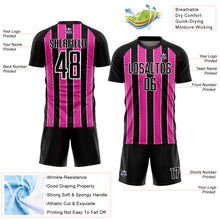 Laden Sie das Bild in den Galerie-Viewer, Custom Black Pink-White Line Sublimation Soccer Uniform Jersey