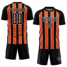 Laden Sie das Bild in den Galerie-Viewer, Custom Black Orange-White Line Sublimation Soccer Uniform Jersey