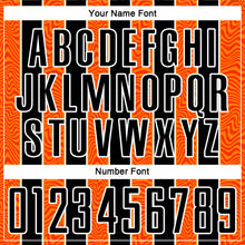 Laden Sie das Bild in den Galerie-Viewer, Custom Black Orange-White Line Sublimation Soccer Uniform Jersey