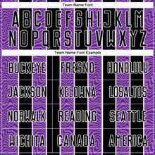 Laden Sie das Bild in den Galerie-Viewer, Custom Black Purple-White Line Sublimation Soccer Uniform Jersey