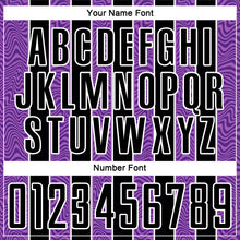 Laden Sie das Bild in den Galerie-Viewer, Custom Black Purple-White Line Sublimation Soccer Uniform Jersey