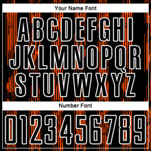 Laden Sie das Bild in den Galerie-Viewer, Custom Black Orange-White Line Sublimation Soccer Uniform Jersey