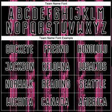 Laden Sie das Bild in den Galerie-Viewer, Custom Black Pink-White Line Sublimation Soccer Uniform Jersey