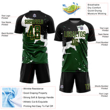 Загрузить изображение в средство просмотра галереи, Custom Black Green-Old Gold Splash Sublimation Soccer Uniform Jersey
