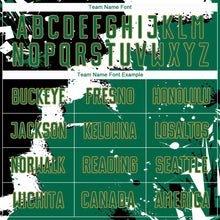 Laden Sie das Bild in den Galerie-Viewer, Custom Black Kelly Green-Old Gold Splash Sublimation Soccer Uniform Jersey