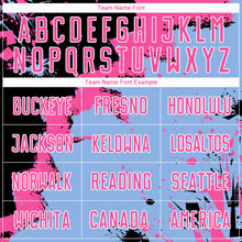 Laden Sie das Bild in den Galerie-Viewer, Custom Black Pink-Light Blue Splash Sublimation Soccer Uniform Jersey