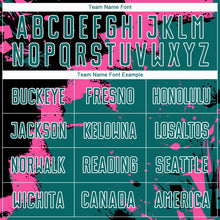 Laden Sie das Bild in den Galerie-Viewer, Custom Black Teal-Pink Splash Sublimation Soccer Uniform Jersey