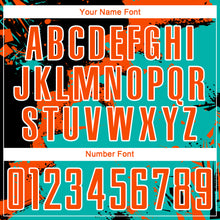 Загрузить изображение в средство просмотра галереи, Custom Black Orange-Aqua Splash Sublimation Soccer Uniform Jersey