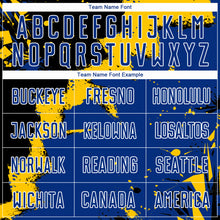 Load image into Gallery viewer, Custom Black Royal-Yellow Splash Sublimation Soccer Uniform Jersey